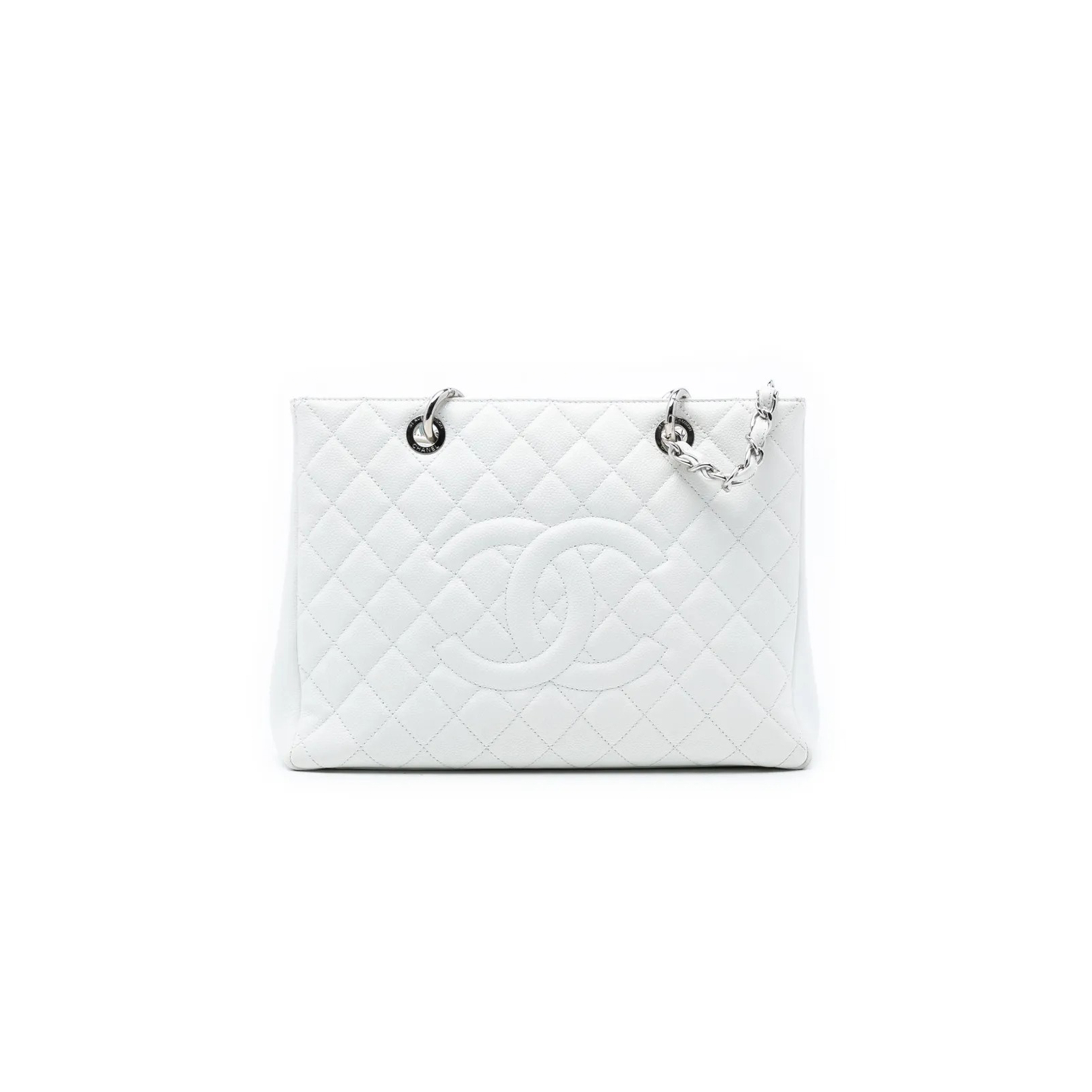 Ch**el caviar quilted grand shopping tote white (34*24*13cm)